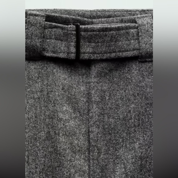 Zara Wool Blend Wide Leg Mid Rise Pants ZW Collection Gray Marl size XS NWT - Picture 12 of 16